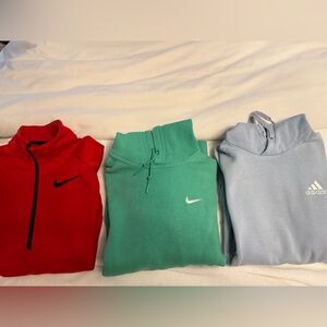 Nike Red, Green, and Gray Sweatshirts